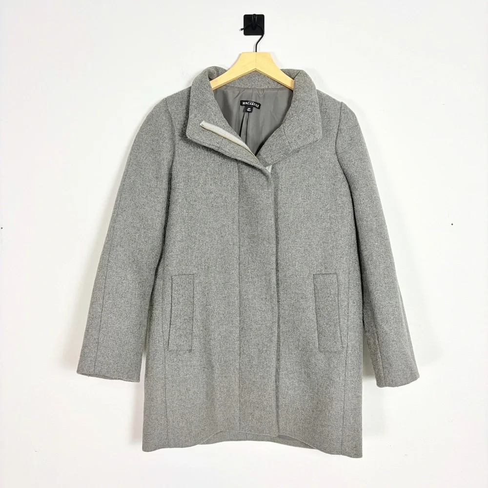 J Crew‎ Mercantile Womens Grey Wool Blend Coat Size 6 Petite Style J6203